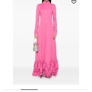 ROTATE Chiffon Maxi Ruffle Dress